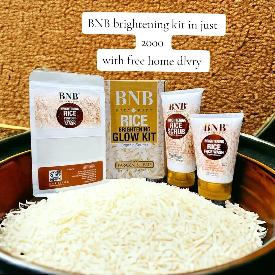 BNB kit in just 2000 with free dlvry 🥰 DM for order  •  Blend Of Fruit Extracts And Oils, Gives A Natural Glow To Your Skin •  Improve Complexion, Whitening Face Wash, Whitening Facial Cleanser •  Whitening Facial Scrub, Whitening Facial Polish, Whitening Facial Massage Cream, Whitening Face Mask •  Package Includes: 1 x Rice Whitening And Glowing Facial Kit 1200ml#bnb #foryoupage #trendingvideo #fypシ #viraltiktok #makemeviral #trending #onlineshopping #fypシ 