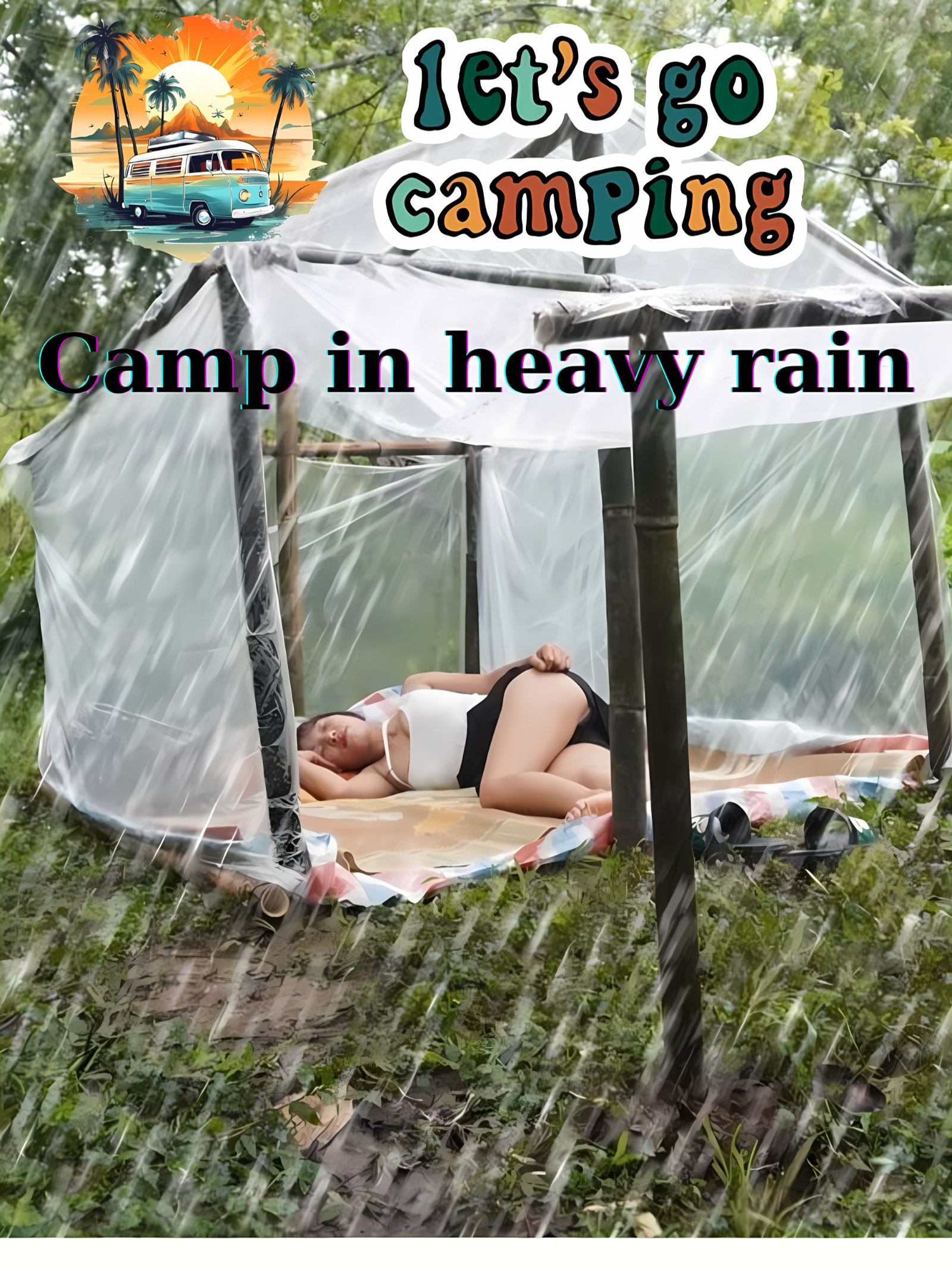 Camp in heavy rain, build a plastic shelter #camping #bushcraft #survival #shelter #Outdoors #outdoor #nature #viarl #fyp #foryou