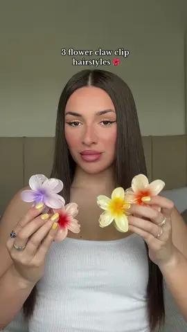 3 easy flower claw clip hairstyles for summer 🌺🌞✨ #fyp #hairstyle #hairtutorial #flowerclawclip #clawcliphairstyles #hairhacks #clawclip #clawclips 