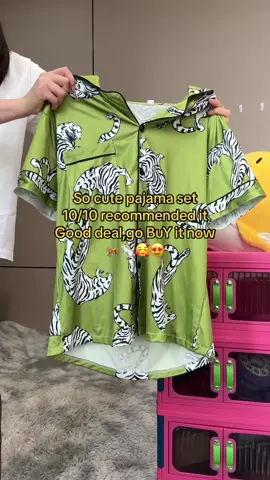 Super cute animal print,no one can resist such cute pajamaset🥰🥰#fyp #tiktokmademebuyit #Summer #mothersday #viral #amazonfinds #pajamaset #animal 