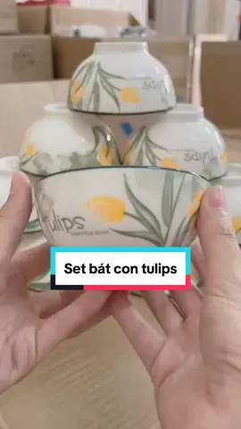 Set bát con 10 chiếc dành cho mọi gia đình, bao dày dặn đẹp nha🤭 #batconhoatulips #setbat #xuhuong 