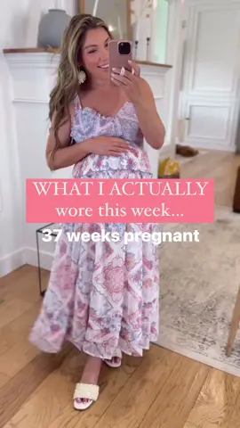 A rounf up of cute options I ACTUALLY wore at 37 weeks! #fashion #OOTD #dress #amazon #amazonfinds #amazonmusthaves #bumpfriendly 