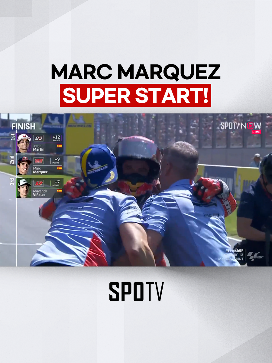 #MotoGP 🏍 - Start yang mantap sekali dari Marc Marquez dan berhadiah podium sprint untuk #MM93 di #FrenchGP! Saksikan Balap MotoGP™ di SPOTV NOW!  Klik Link Ini ⏭️ https://t.co/ojiJGpGD9N Follow kami untuk konten EKSKLUSIF MotoGP™ lainnya! 🏍🏁 #SPOTV #SPOTVIndonesia#MarcMarquez#OlahragaTikTok