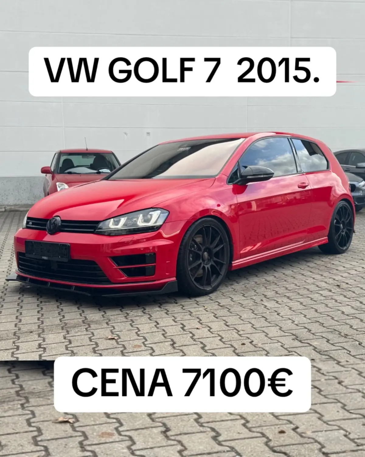 Prodajem VW Golf VII R 4MOTION Stage 3, 480 konjskih snaga, 2015. godište, prešao 97,000 km. Cena vozila je 7,100€.  Automobil je u odličnom stanju i dolazi sa kompletnom servisnom istorijom. Sve modifikacije su legalno registrovane. Oprema vozila uključuje: - Ambijentalno osvetljenje, naslon za ruke, grejanje prednjeg stakla, električni podizači prozora, električni bočni retrovizori, kožni volan, paket za pušače, ključ u ruci (keyless go), grejanje sedišta, preklopivo suvozačevo sedište, centralna brava, pomoć pri pokretanju na uzbrdici, kompjuter u vozilu, multifunkcionalni volan sa menjačkim ručicama, servo upravljač, Android Auto, Bluetooth, Apple CarPlay, CD plejer, handsfree uređaj, integrisani sistem za strimovanje muzike, navigacioni sistem, ozvučenje, kontrola glasom, touchscreen, USB priključak, letnje gume, aluminijumske felne, sistem za pranje farova, zimski paket. Tuner/Radio: - DAB radio, standardni radio. Regulacija brzine: - Tempomat sa radarom. Klimatizacija: - Automatska klima sa dve zone. Bezbednost: - Alarm, ABS, senzor za rastojanje, pogon na sve točkove, elektronska blokada motora, ESP, asistent za duga svetla, limitator brzine, Isofix, senzor za svetlo, senzor za umor vozača, asistent za nužno kočenje, senzor za kišu, kontrola pritiska u gumama, asistent za održavanje trake, sistem Start/Stop, asistent za mrtvi ugao, prepoznavanje saobraćajnih znakova. Airbag: - Prednji, bočni i ostali airbagovi. Dnevna svetla: - LED dnevna svetla. Glavna svetla: - Bi-Xenon svetla. Svetla za skretanje: - Adaptivna svetla za skretanje. Pomoć pri kvarovima: - Set za popravku na putu. Parkirna asistencija: - Kamera, senzori parkiranja napred i nazad. Sport: - Sportski ovjes, sportski paket, sportska sedišta. Unutrašnjost: - Alcantara, crna boja. Za više informacija ili dogovor oko ogleda, kontaktirajte nas direktno. Prodaja se vrši po nalogu klijenta.