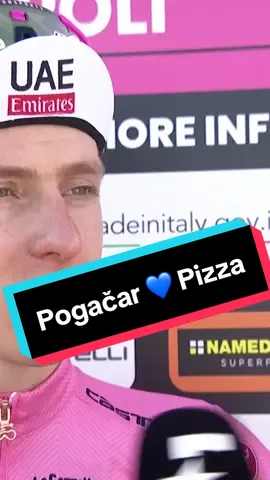 Pogačar has only one thing on his mind after today…👀🍕 #giro #pogacar #cycling #pizza 