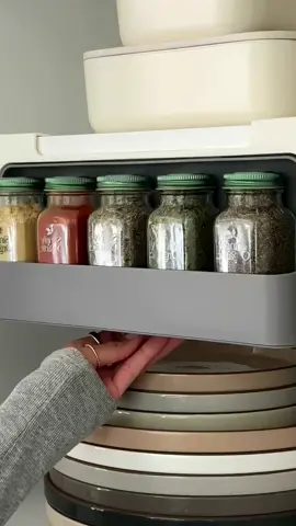 Space-Saving Elegance: Self-adhesive Spice Organizer Rack - Conveniently Tucked Under Desk Drawers for Hidden Kitchen Supplies Storage. A Tidy Solution for Your Culinary Delights!#tiktokshoop #easytouse #kitchen 