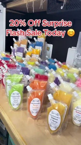 Flash Sale + New Scents 😮 #squeezable #pouches #waxtarts #squeezablewax #smellsgood #scentedcandlewax #lovewhatido #naturalsoywax #squeezewaxmelts #homemade #homedecor #summer2024 #smellmyfinger 