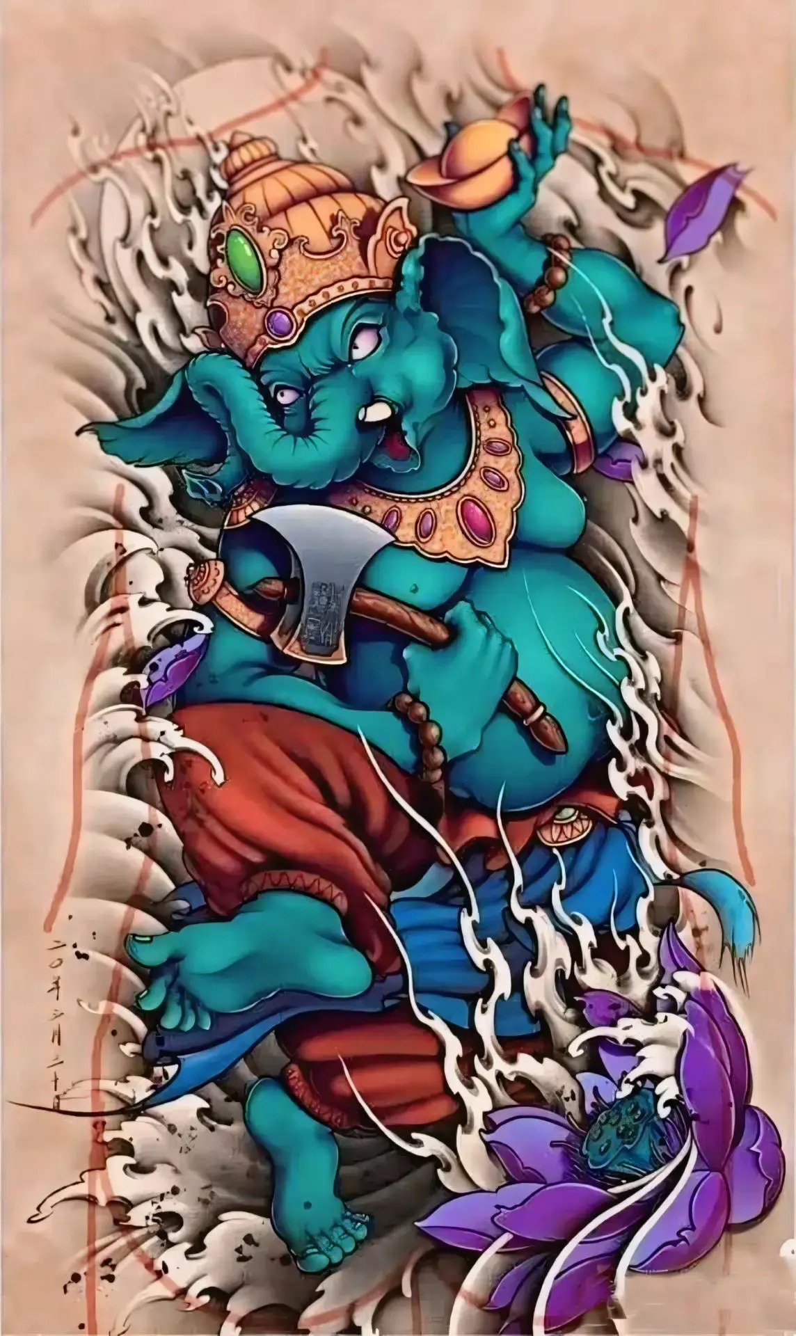Thần voi :biểu tượng cho trí tuệ , kiên nhẫn và lòng nhân từ #ganesha #hinhxamdep #tattoo #xuhuong #mauhinhxam 