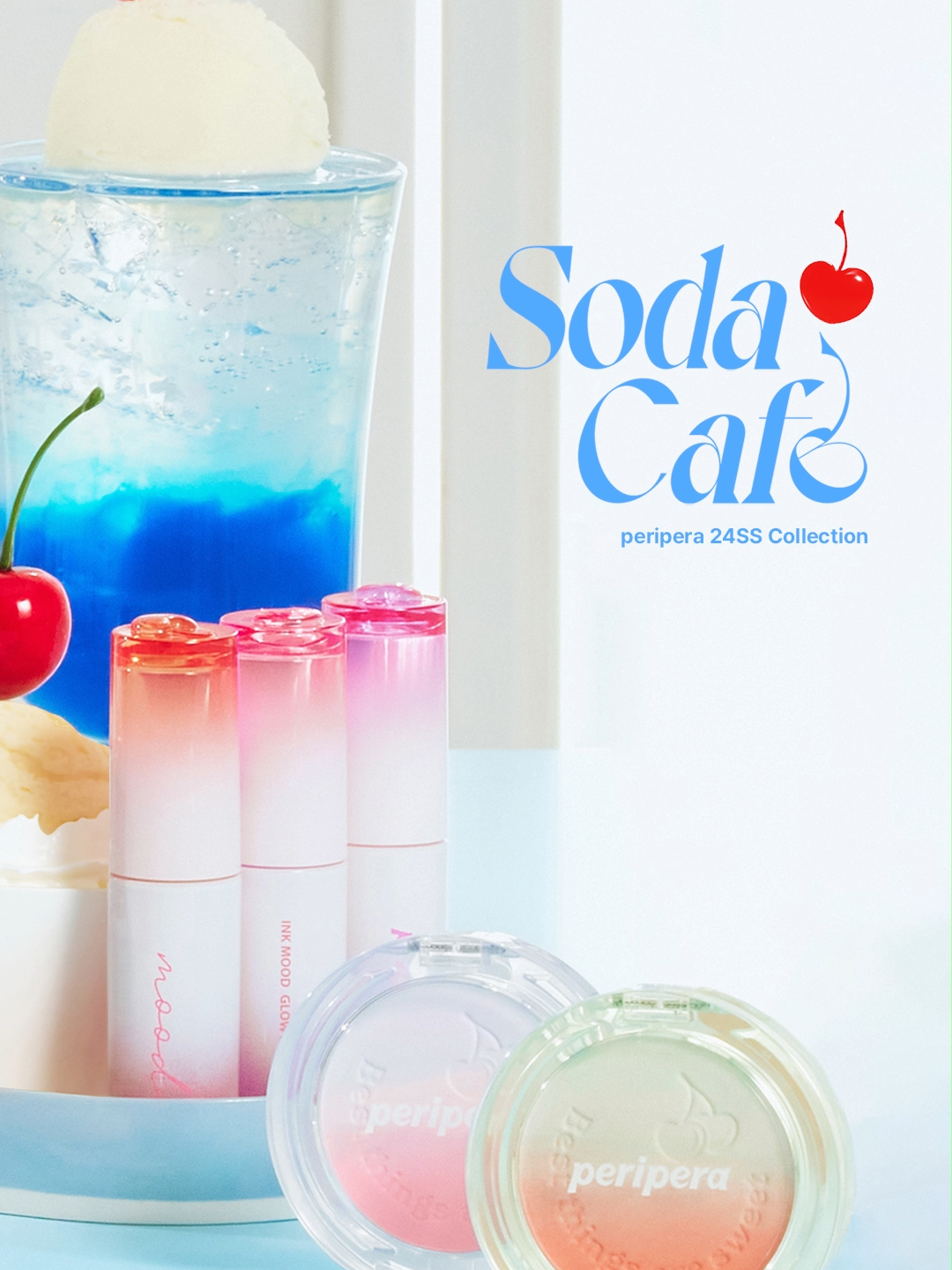 #peripera brings you a collection full of natural freshness for May! Introducing the NEW Soda Cafe Collection😍Be the first to get a taste of the Signiture Menu from #sodacafe 💙 - - 🍹 Ink Mood Glowy Tint l NEW Colors 🍹 Pure Blushed Sunshine & Custom Cheek l NEW Colors - Discover May's fresh arrivals on #Shopee🍊 #newtrend #summerready #springsummer #summertrend #kbeauty #maekup #grwm