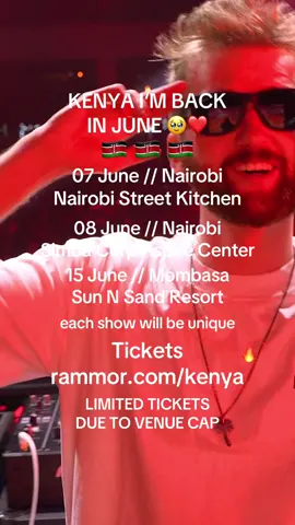 Kenya I can‘t wait to see you again next month 🇰🇪❤️ Each show will be unique, get your (VERY LIMITED) tickets now at -> rammor.com/kenya #edm #festival #kenya #dj #electronicmusic 