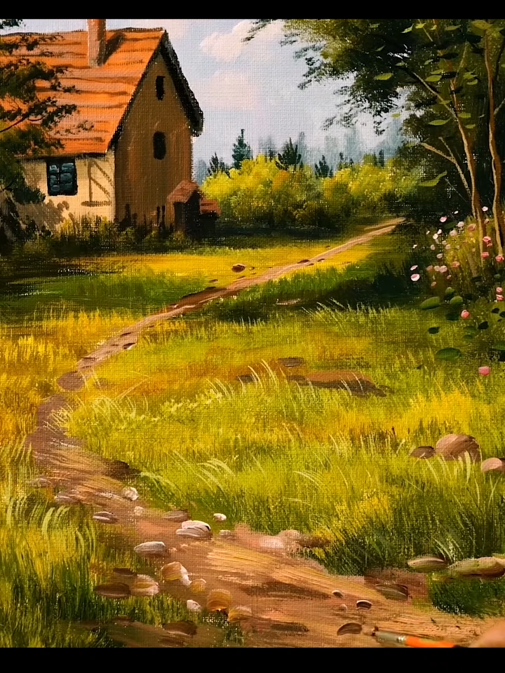 How to draw beautiful scenery with acrylic #scenery #beautifull #acrylicnails #acrylicpaintings #illustration #sceneryvideos #naturephotography📷 #nature #drawing