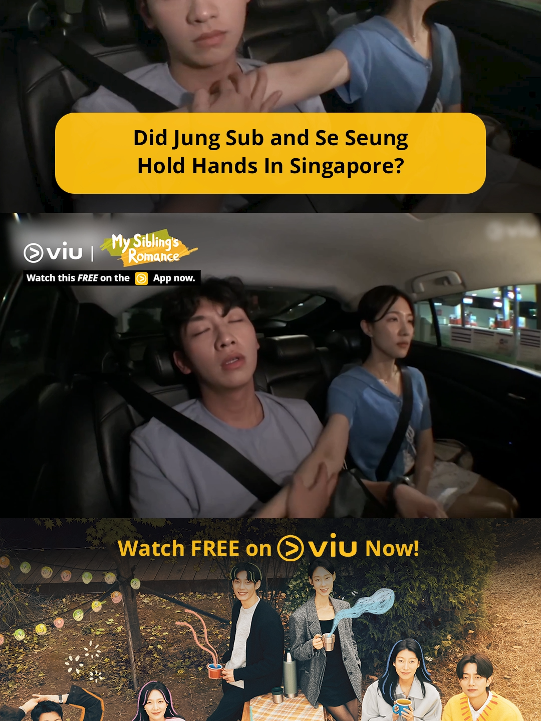 #JungSub and #SeSeung's chemistry in Singapore is giving us fluttering feelings.💛 Did they just hold hands?! 🫣 #MySiblingsRomance #kvariety #singapore