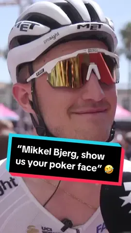 Mikkel Bjerg’s not giving anything away today 😎🃏 #cycling #giro #giroditalia