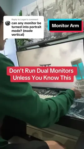 Replying to @Logan Here’s a pc hack that anyone new to dual monitor setups can benefit from. Monitor arms are optional but they free up desks space, are functional, and look aesthetic. #pc #gaming #techtok #tech #dualmonitor #monitor #desksetup #monitorarm #tiktokshop #tiktokmademebuyit 