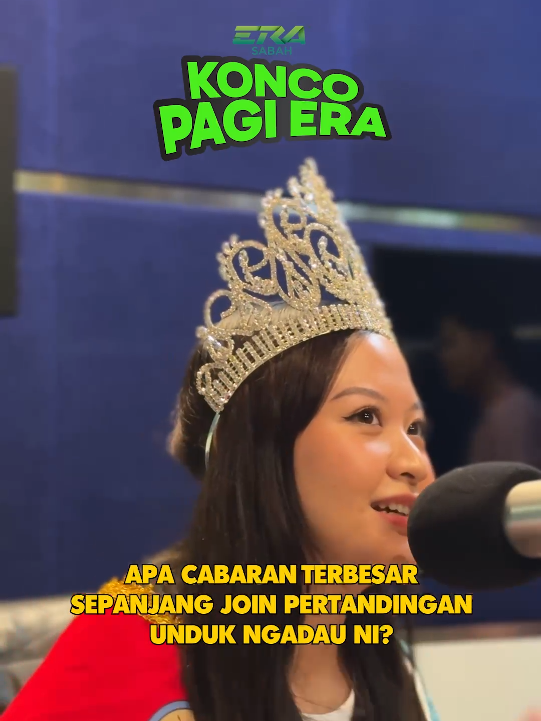 Apa cabaran terbesar Tati Dawi sepanjang join pertandingan Unduk Ngadau ni? Banyak suda kan Unduk Ngadau dari daerah-daerah, Dawi rasa siapa yang akan bagi saingan paling hebat di state level nanti? #ERASabahKongsi #KoncoPagiERA