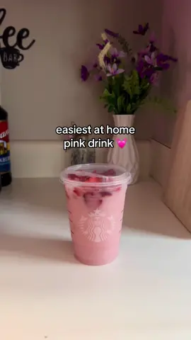 easiest at home pink drink, literally took like a minute to make 🤣 #lazygirlhack #pinkdrink #starbucks #barista #foryou 