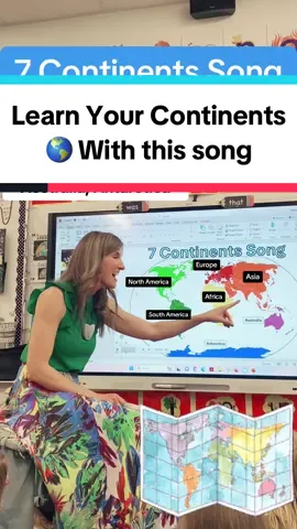 Learn the names of the continents with this catchy song! #continents #maps #worldmap #world #earth #earthmap #geography #mrssmithscatchysongs #kindergartenteacher #elementaryteacher #schooltok #teacherfyp #powerpoint #geographytok 