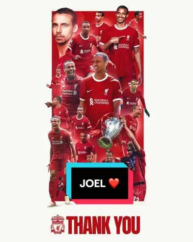 Eight incredible years - thank you for everything, Joel ❤️ #lfc  #liverpool  