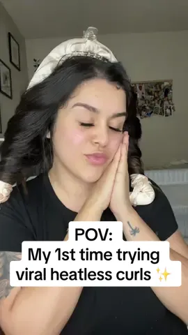 It was my first time doing the viral heatless curls & lets just say I need more practice 😂 happy friday amigas 🫶🏼 #fypage #heatlesscurls #hair #hairtok 