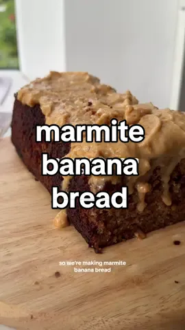 take a shot everytime I say marmite 😌  I am on a quest to put marmite into everything, today we had a break through! If you’ve ever had miso banana bread, this is kind of a similar vibe and just adds a deeper level of flavour 🤌🏼 I can never go back to plain banana bread  115g butter softened 200g brown sugar 3 bananas 60g yoghurt 2 medium eggs 230g flour 1 tsp baking soda 1 tsp baking powder 1/4 tsp salt 100g chopped milk chocolate 50g marmite 1. Beat the sugar and butter until light and fluffy 2. Add in the bananas, yoghurt, egg and whisk well 3. Sieve the dry ingredients and add into the mix 4. Fold in carefully until just incorporated  5. Add in the chopped chocolate and lightly mix again 6. Ripple the marmite into the batter making sure to not mix it in too much 7. Place in a baking tin and bake on 170c for about 35-40 minutes or until a toothpick comes out clean #marmiterecipe #bananabreadrecipe #bananabread #breakfastrecipes #baketok