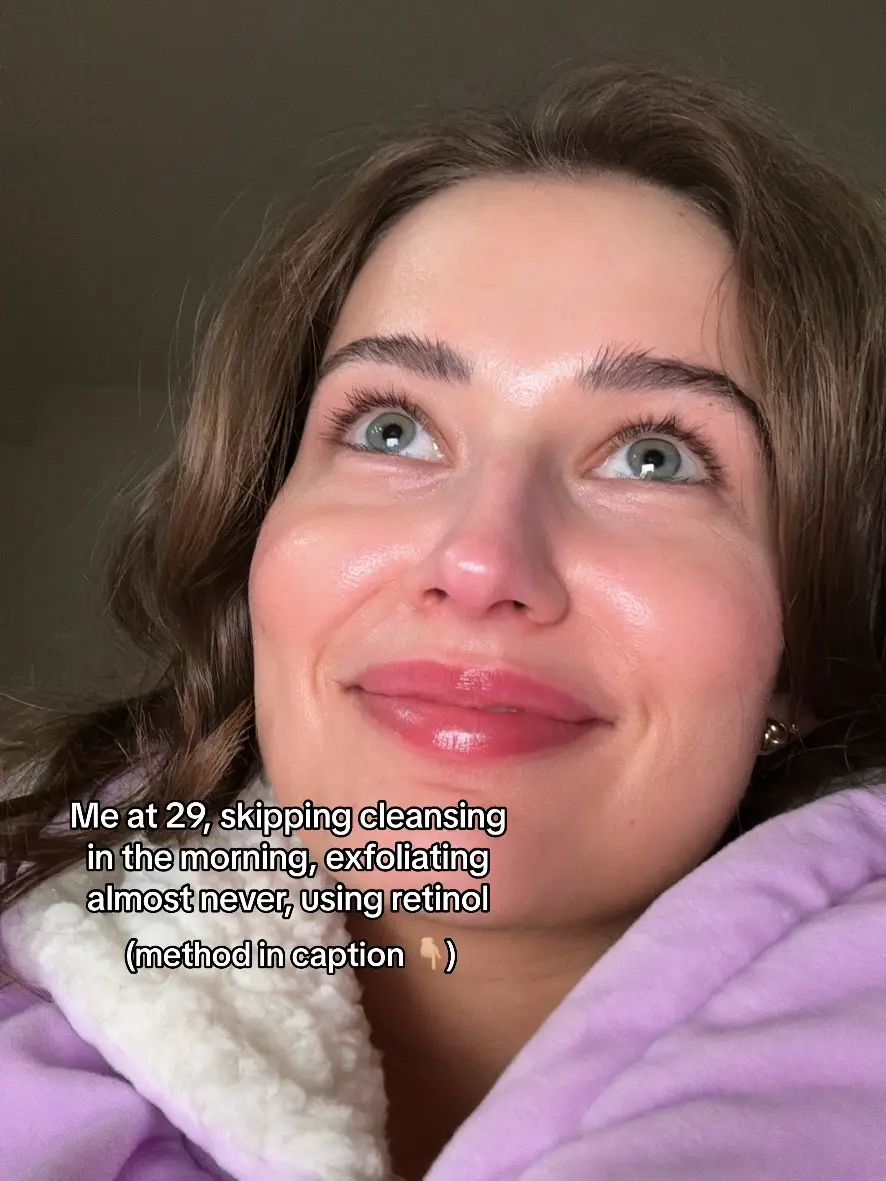 1. I double cleanse every night but I skip a morning cleanse and just rinse my face with water.  2. I only exfoliate when I feel like my skin needs it.  3. I prefer using retinols over exfoliants because they achieve all of the same results and now that my skin is used to them, my barrier prefers it.  skin barrier skincare rules retinol healthy skin no cleansing exfoliating damaged skin barrier 