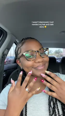 Feeling like a new woman 🥹🥲💓 #GlowUp #nailinspo #stitchbraids  #springnails #pinknails #blackgirlcornrows 
