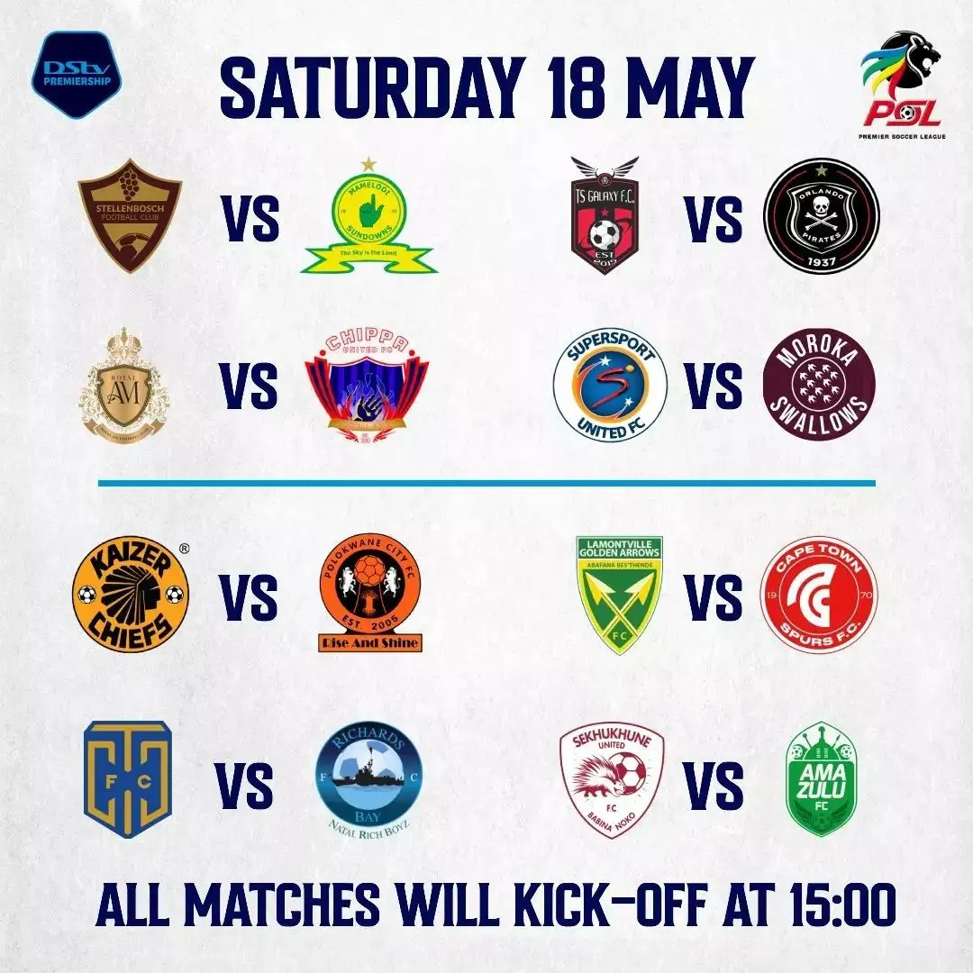 All matches will kick off at 15:00 #dstvpremiership #premiersoccerleague #matchday #orlandopiratesfc #enzobucslad 