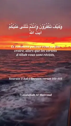 Et comment pouvez-vous ne pas croire, alors que les versets d'Allah vous sont récités, et qu'au milieu de vous se tient Son messager? 🎙Abdallah Al Matroud #islam #viraltiktok #muslim #pourtoi #quran #beautifullrecitation #viral #matrood 