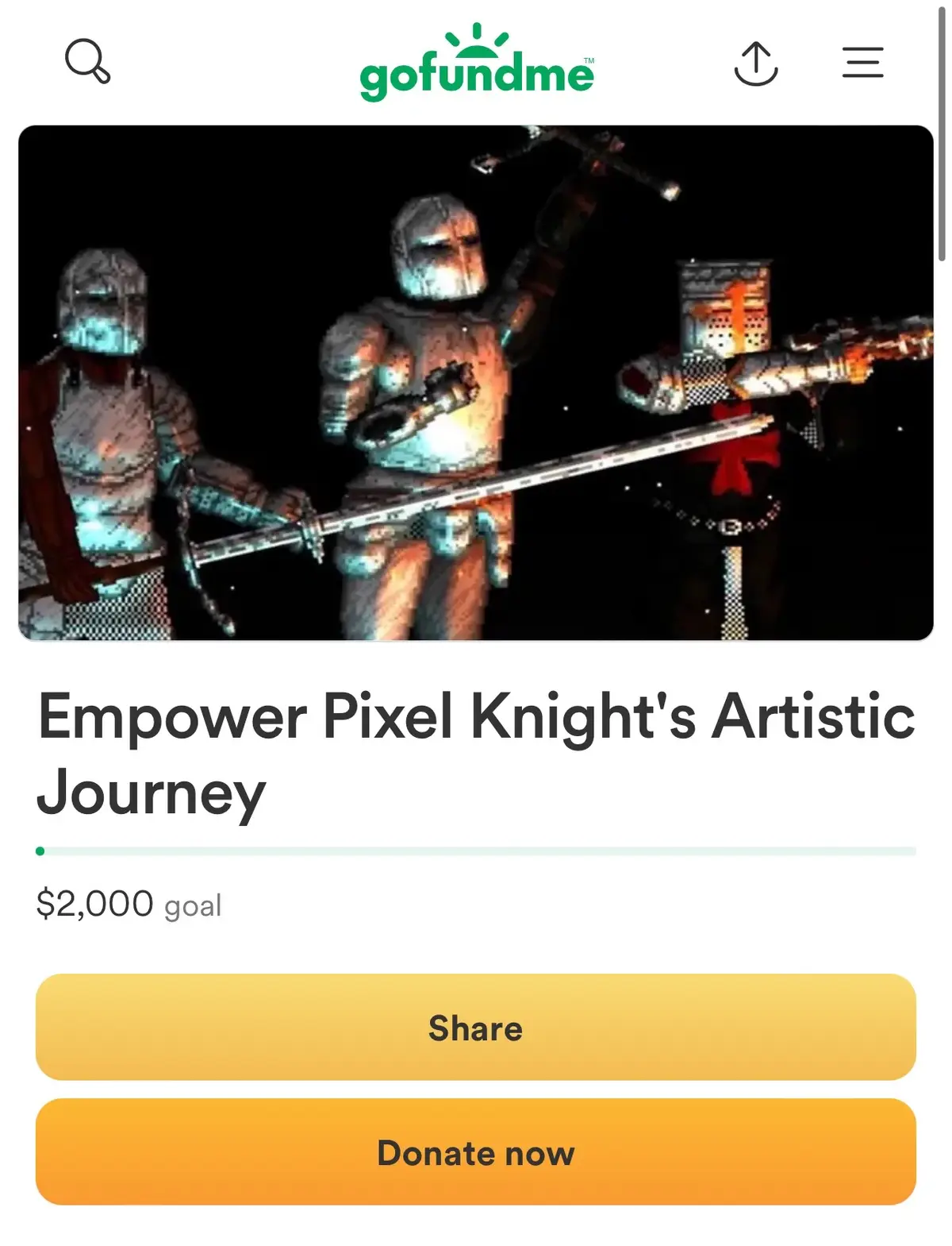 This is a fundraiser for Pixel Knight, a very talented artist. They have been making pixel art for a very long time but have been only limited to a phone and can’t commit to their amazing projects. This fundraiser is to help raise money for a computer for Pixel Knight so they can pursue their passion in making pixel art/projects. I know how well the knight community can come together and help those in need. Let’s show that here and now❤️⚔️. Link in my bio⚔️❤️ #knight #medieval #pixel #pixelart #art #game 