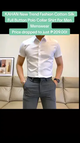 New Trend Fashion Cotton Silk Full Button Polo Collar Shirt #cotton #fullbutton #polo #collar #tiktokphilippines #goodquality #foryoupage 