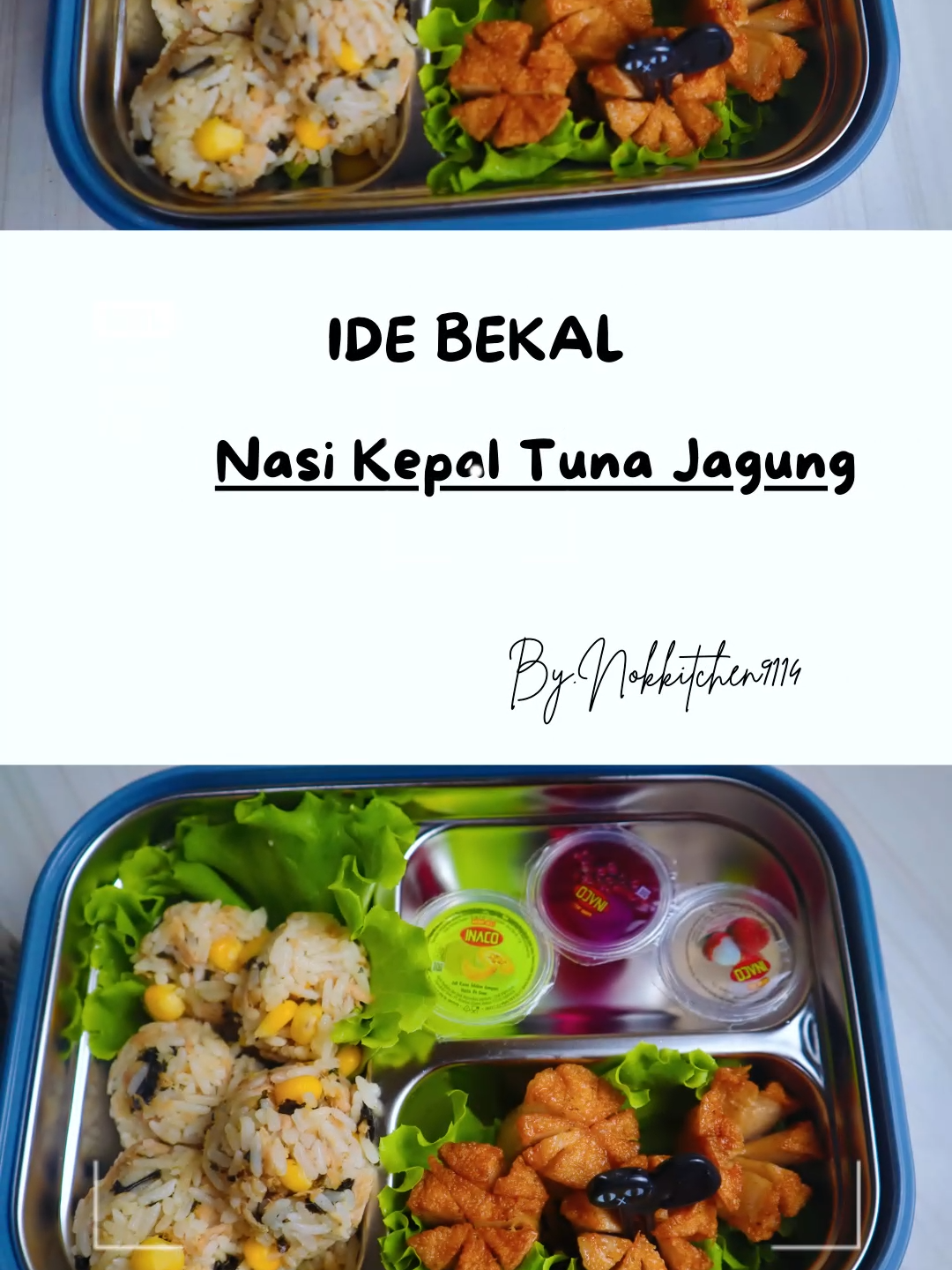 Bekal anak suka gak habis??Kuncinya dibikin enak rasa nasinya. Bahan-bahan Nori Tuna kaleng 1 sdm ditumis sebentar Garam sedikit Nasi Jagung pipil 1 sdm#bekalsekolahanaktk #bekalanak #idebekal #bekalbento  #