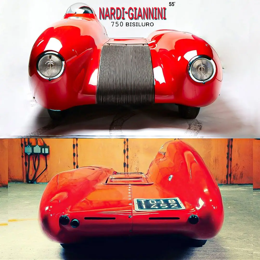 .Weirdest Le Mans Race Car Ever? Meet the Nardi Giannini 750 Bisiluro 55'🔥⬇️ .  𝗖𝗔𝗥 Inarguably one of the more iconic designs to ever turn a wheel at Le Mans—captures your imagination.  .  𝗗𝗘𝗦𝗜𝗚𝗡: The name Nardi asthesteering wheel put in virtually everything with a classic sports car vibe, from a vintage Ferrari to a late-model Miata.  .  𝗘𝗡𝗚𝗜𝗡𝗘: It utilized a Gianni engine—Gianni was an Abarth-like tuner and engine builder from the period—displacing just 0.7 liter and pushing out a remarkable 62 hp. The engine and transmission sat in the left pod, while the driver (and the gasoline) sat in the right. In between was a lower, airfoil-shaped section with an exposed, curved radiator, & averaged 89 mph.  .  .  #sportscar #racing #vintage #classic #classiccars #oldcars #carskingdom