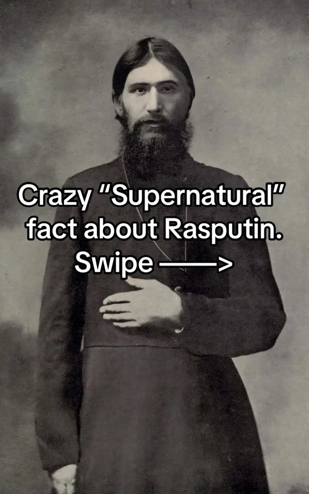 Rasputin was poisoned with cyanide, survived, then shot three times by conspirators.  Believed dead, he was thrown into the Neva River.  An autopsy showed he drowned, indicating he was alive when submerged. Further pushing his supernatural myth. #history #educational #rasputin 