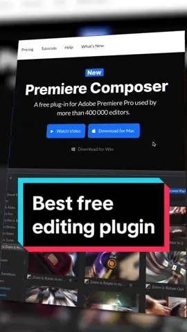 BEST free premiere pro plugin with transitions, text presets, social media assets and shape elements #editing #editing101 #tips #premierepro #premiere #adobe #plugin 