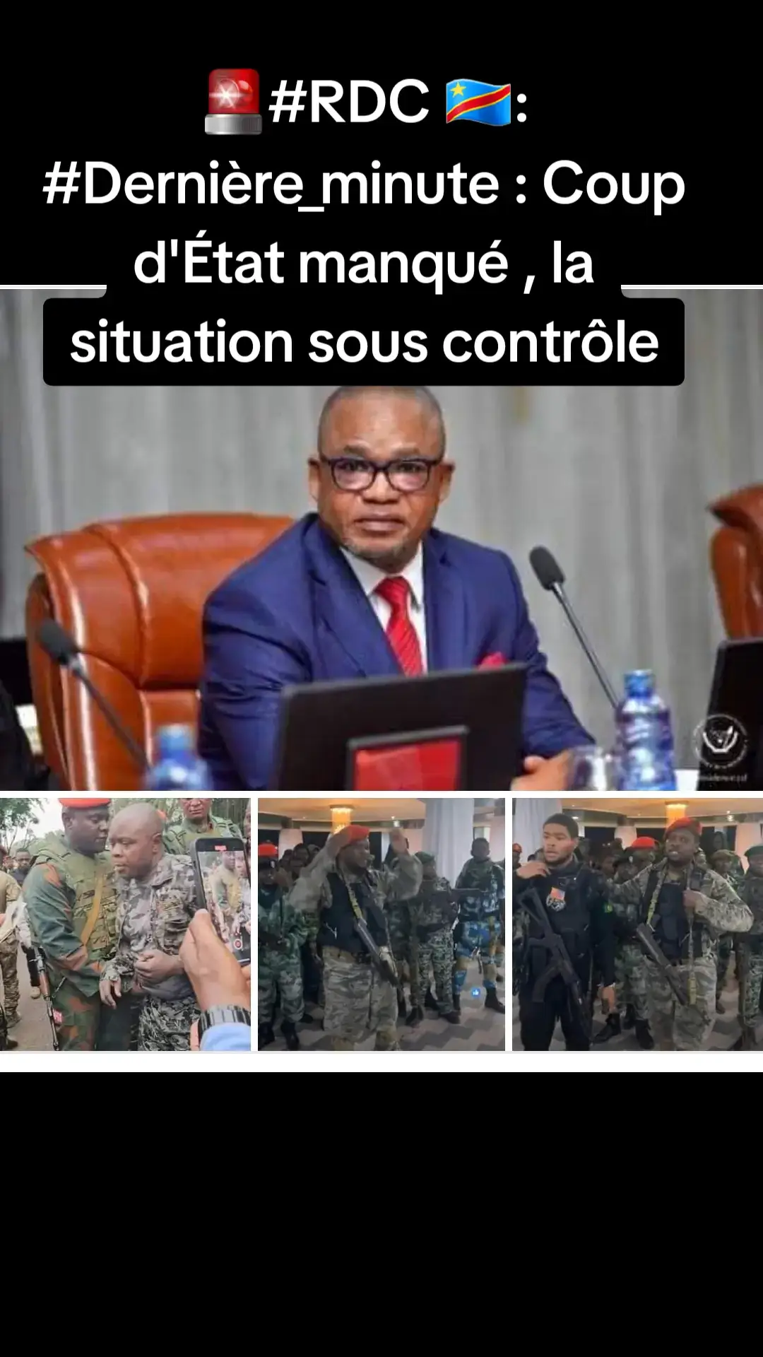 🚨#RDC 🇨🇩:  #Dernière_minute : Coup d'État manqué , la situation sous contrôle  « En attendant une communication élaborée sur les incidents qui se sont déroulés dans la commune de la Gombe dans la nuit de ce dimanche 19 mai 2024, nous tenons à rassurer la communauté nationale et internationale que nos forces de défense et de sécurité ont rétabli, avec promptitude, l'ordre public perturbé par des hommes en armés.  La population est ainsi appelée à demeurer calme et à vaguer librement à ses occupations. »  @kazadi_peter , Le Vice Premier Ministre, Ministre de l'Intérieur, Sécurité et Affaires coutumières de la RDC