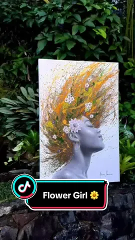 Maybe not as good as the King Charles or Gina Rinehart portraits, but I gave it a go! 😉  Share with your flower friend! 🌻  This artwork of coconut charcoal powder, acrylic and oil painting on canvas originally had some pastel splatters. However, it had to go. Pastel wasn’t looking good.  I added gesso, painted charcoal acrylic paint, then splashed my way to a dreamy hair flow. Given my love for gardening and nature in general, I wanted to include a range of flowers to bring her to life.  Would you want a portrait painting like this? 🌸  #portraitpainting #art #artwork #painting #flowerart 