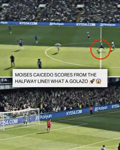 CAICEDO WITH AN INCREDIBLE GOALL!! #chelsea #chelseafc #goal #golazo #caicedo #moisescaicedo #football #footballtiktok #futbol #futebol #trending #soccertiktok #soccee #footy #fifa #fut #ballers #wow