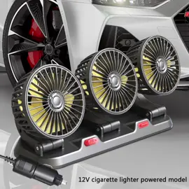 A must-have car fan for summer. The 3-head fan has strong wind power. Driver and passenger share comfort. #carfan #carfamily #carfans #cargoodthing #trunkfans 