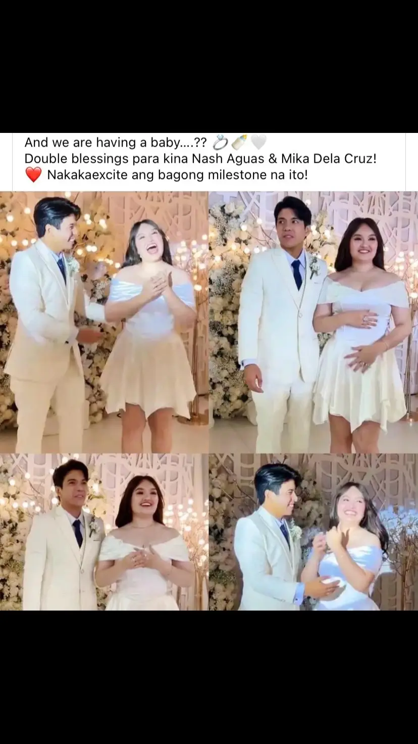 “And we are having a baby....??” Double blessings para kina Nash Aguas & Mika Dela Cruz! Nakakaexcite ang bagong milestone na ito! 💍🤍 #NASHakanyanasiMIKA #mikadelacruz #nashaguas #pregnancytok #mikanashwedding #fypシ゚viral #foryoupageofficiall 