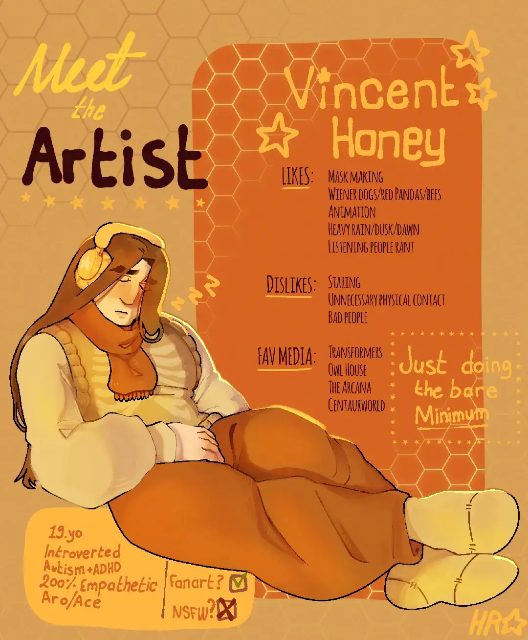 Updated some things, for example my real hair colour 💛 || Somedays doing the bare minimum is enough, we'll be alright || #persona #sona #art #artist #drawing #fyp #oc #originalcharacter #meettheartist #digitalart #ibispaintx #honey #bee || Forgot to add dyslexia || Unclench that jaw again sweetheart 💛 