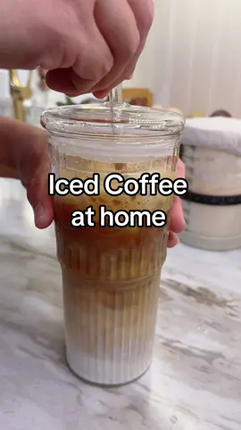 Iced coffee at home ☀️🫶🏻 #coffee #coffeeathome #coffeetiktok #MomsofTikTok #coffeetime 