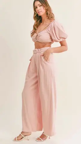 MABLE CUT OUT DRAWSTRING CROP TOP AND BELTED PANTS SET #jessizboutique💗 #onlineboutique #somethingforeveryone💕 #boutiqueclothing #spring #Summer #seehergreatness #summervibes 