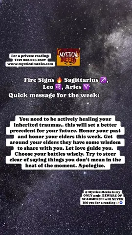 Late night message to the #firesigns for the week!   TAKE WHAT RESONATES AND LEAVE THE REST! (Check your Rising,Sun, & Moon sign) DM YOUR COUSIN IF YOU WOULD LIKE A PRIVATE READING! . . . .  Sending blessing & peace alongside love & light .. IM ONLY WELCOMING THAT BACK FROM YOU! Okay? Pur 🫶🏾❤️🧿 #fyp 