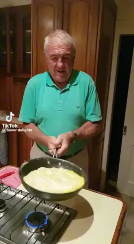Credit: @Savor Delights Oopsie. He literally has egg on his face! 🤭 In all seriousness, I hope he didn’t burn himself ❤️ #fyp #viral #viralvideo #funny #funnyvideo #egg #omlete #flip #eggonyourface #savordelights #sharon_elliott77 