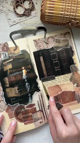 Old books theme 📖ASMR Scrapbook with me #scrapbookwithme #journaling #stickerasmr #oldbooks #spreadlove #asmrtiktok #relaxingvideos #junkjournalideas #scrapbook #journalingideas #stickerbook 