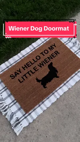 Say hello to my little wienerrrr. 🤣 Available to order on my website in my “funny doormats” collection! 🐶 #wienerdog #dachshund #DIY #dogs #doormat #doormats #art #homedecor #utah #cricut #SmallBusiness #wiener #handmade #decor #diyhomedecor #diyproject #handmadecraft #diydoormat #diycraft #cricutmade #funny #funnydoormat #craftymoms #dachshundlife #funnydecor #doormatsoftiktok #dog #dachshunddoormat 