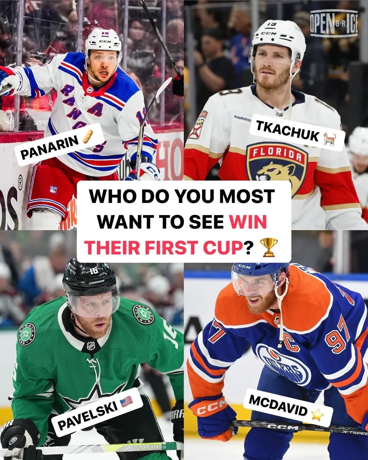 Some SUPERSTAR POWER is about to lift the Cup for the first time… which player do you want to see get his first Lord Stanley? 🏆 #fyp #NHL #hockeytiktoks #hockey #StanleyCup #edmontonoilers #newyorkrangers #floridapanthers #dallasstars 