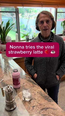 Nonna hated this so much 🍓☕️ #strawberrylatte #coffee #coffeetiktok #strawberry #fyp #nonna #italian #funny 