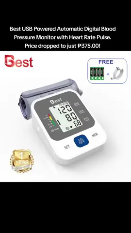 #Best USB Powered Automatic Digital Blood Pressure Monitor with Heart Rate Pulse. Price dropped to just ₱375.00!