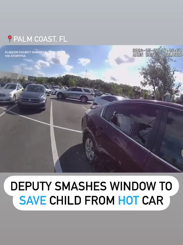 PART 2 | Deputies saw the child was “sweating and appearing to be in distress,” at which point Deputy Christian Harrison decided he’d need to smash a window. The child’s mother can be heard saying, “No, no, no” as he tells her. “I have to,” Harrison replies, “she’s been stuck in there.”    #news #fyp #part2 #florida #rescue